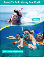 Snorkel Set Adults Snorkeling Gear Anti-Fog Panoramic View Swim Mask Dry Top Snorkel Kit with Carry Bag for Snorkeling Scuba Diving Swimming Travel