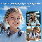 Portable Neck Fan with 6000mAh USB - Rechargeable Battery, 360° Cooling Wearable Fan, 3 Speeds, Ultra-Light Bladeless Neck Fan LED Display (Blue)