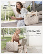 LOVEVOOK Puffer Tote Bag for Women, Puffy Work Handbag, Travel Shoulder Carry On Bag with Zipper for Teacher Nurse Gym