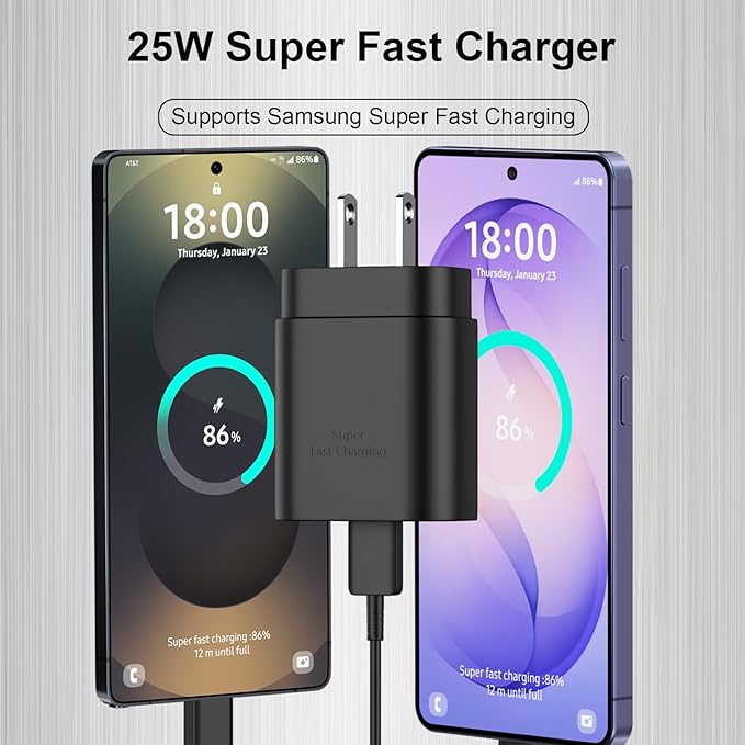 Type C Charger, 25W USB C Wall Charger Super Fast Charging & 6.6FT USB C to C Charger Cable for Samsung Galaxy S26/S25/S24/S24Ultra/S24+/S23/S23Ultra/S23+/S22/S22Ultra/S22+/S21/S21Ultra/S20/Note 20