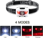 HappyOrange 4-Pack Waterproof LED Headlamp (White and Red Lights), 4 Light Modes Lightweight Headlight for Running, Hiking, Hunting, Fishing, Camping