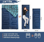 KingCamp Double Sleeping Bag for Adults, Queen Size 2 Person XXL Flannel Sleeping Bag, Waterproof Lightweight Flannel Quilt with 2 Pillows, Perfect for Couples Family Camping Hiking
