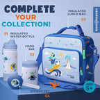 Bentoheaven Kids Water Bottle Stainless Steel for Boys & Girls, 2 Lids (Chug & Straw), Handle & Silicone Boot, Reusable Metal Leak-proof Insulated Tumbler, School & Sports 17oz (Blue)