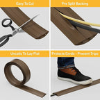 D-Line 6ft Floor Cord Cover, Cable Protector, Hide Extension Cords, Protect Cords, Prevent Cable Trips, Heavy Duty Cord Hider - Cable Cavity = 0.63" (W) x 0.31" (H) - Brown