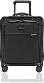 Briggs & Riley Compact 19" Carry-On Expandable Spinner - Carry On Luggage for Travel, Suitcases with Wheels, Softside Rolling Bag for Men & Women, Garment Panels - Baseline Collection, Black