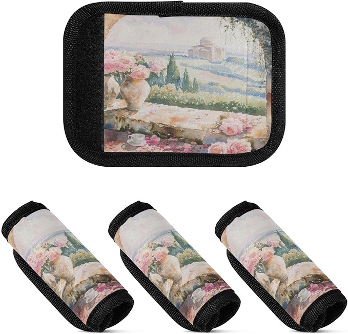 Qilmy Beautiful Flower Windows Luggage Handle Wrap 2Pack Luggage Identifiers Tag Comfort Handle Grips Cover for Stroller Suitcase Bag Airplane Travel Accessories932