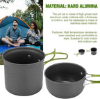 SS SUNSBELL Camping Cooking Set, Non-Stick Camping Pot and Pan Set, Portable Camping Cookware with Foldable Cutlery, 1-2 People Multifunctional Outdoor Cooking Equipment for Hiking, Picnicking