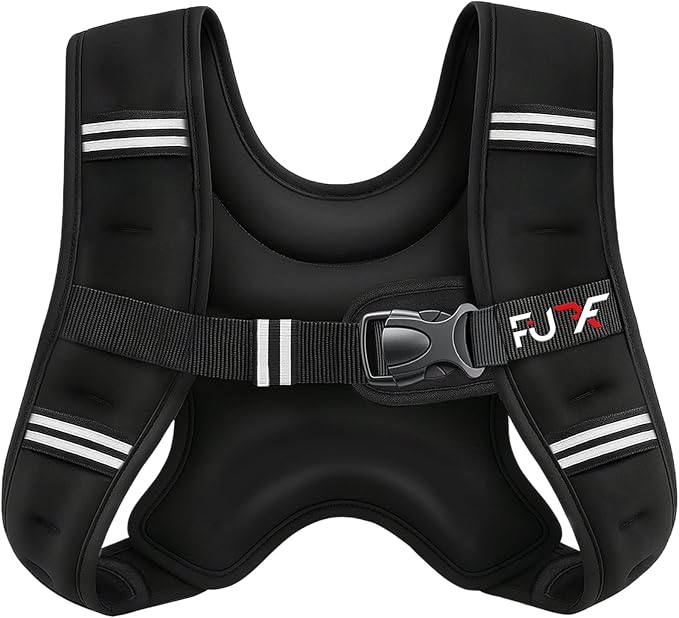 FUFF Weighted vest woman - 5lb/10lb/12lb/15lb/20lb/25lb/30lb Weights with Reflective Stripe, Weighted Vest for Men Women Strength Training Running Walking Jogging