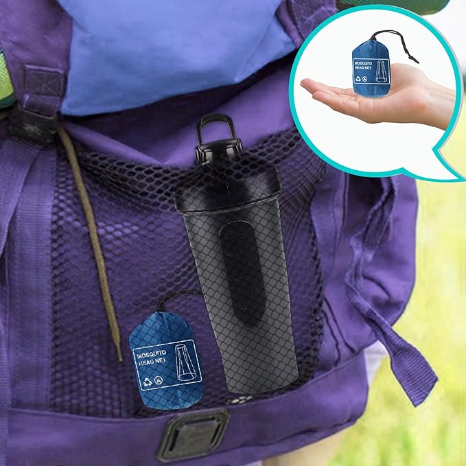 South to East Premium Mosquito Head Net for Insect 2 Pack, Fly & Bug Protection | Ultra Large & Long, Extra Fine Holes for Camping, Hiking, Fishing, Gardening, Safari, Fits All Hats for Men & Women