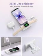 RORRY PalmGo Portable Charger, 10000mAh PD 22.5W Fast Charging Mini Power Bank with Built-in USB C Connector, 3-in-1 Battery Pack for iPhone 17/16/15 Pro/Max, Apple Watch Ultra/11/10/SE, iPad, White