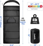 Adjustable Height Sleeping Bag for Adults - Wearable 3-Season Lightweight Waterproof with Arm Ports & Windproof Hood Design for Camping Hiking Backpacking(31.5“x87”)
