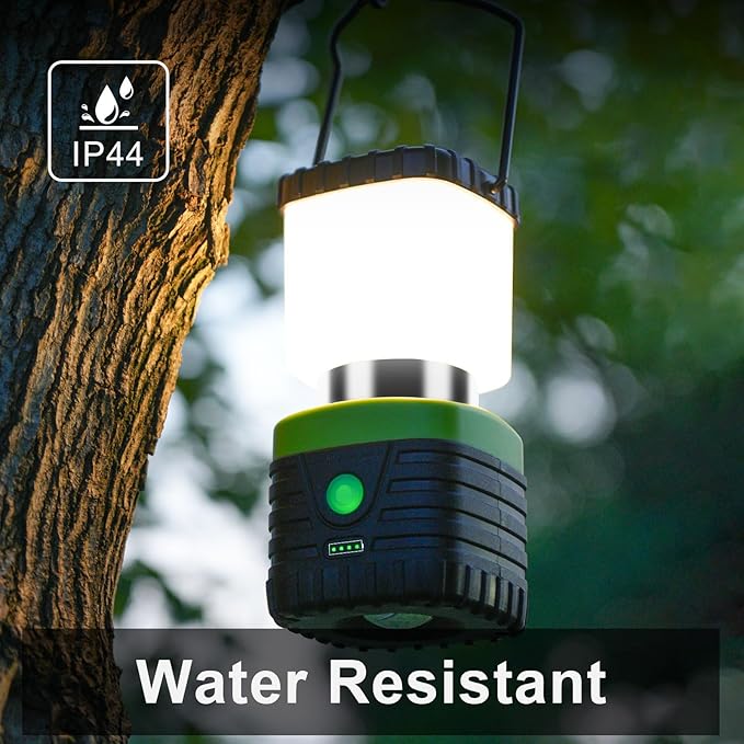 3PCS 6500K White Light LED Camping Lantern Rechargeable 1000LM, 4500mAh Power Bank, Flashlight for Hurricane Emergency, Hiking, IP44 Waterproof Lantern(Green)