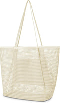 Iioscre Beach Bag for Women, Causal Hobo Pool Bags with Zipper Inner Pocket, Foldable Swim Tote Bag for Vacation Essentials