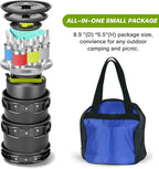 Odoland 29pcs Camping Cookware Mess Kit, Non-Stick Lightweight Pots Pan Kettle, Collapsible Water Container and Bucket, Stainless Steel Cups Plates Forks Knives Spoons for Outdoor Backpacking Picnic