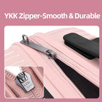 19 Inch Suitcase Hand Luggage with Front Pocket for 15.6" Laptop, 35 * 23 * 55cm, 43L, Ligthweight ABS+PC Hardshell Carry On, TSA Lock & YKK Zippers with HINOMOTO 360° Wheels, Pink