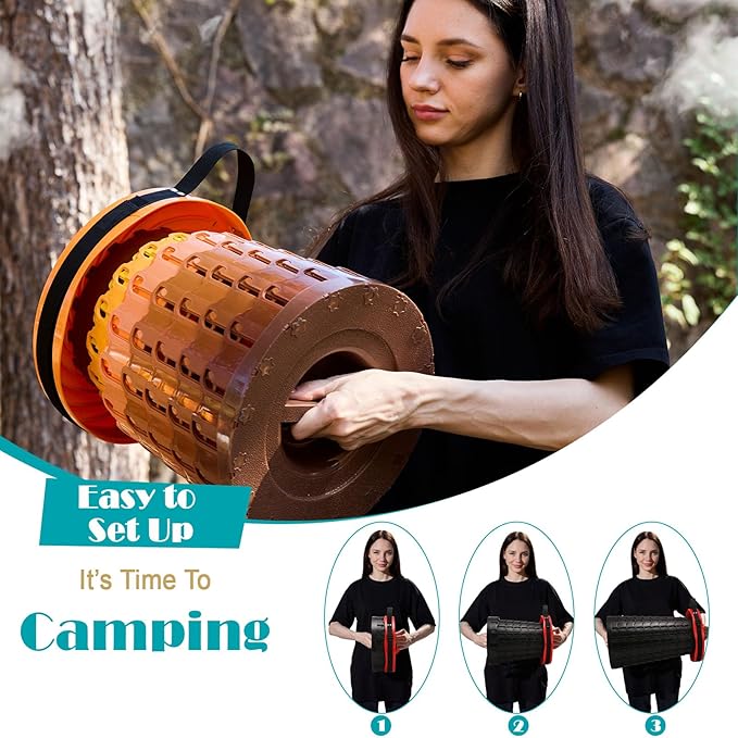 19.7” Heavy Duty Collapsible Stool with Cushion - Portable, Foldable Camping Stool for Adults, Max Capacity 1000lbs (RED)