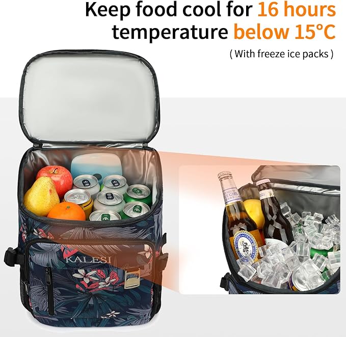 Kalesi Cooler Backpack 36 Cans Lightweight Insulated Backpack Cooler Leak-Proof Travel Camping Lunch Backpack Outdoor Cutlery Backpack for Men and Women