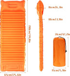 40D Self-Inflating Camping Pad, Insulated Ultralight Sleeping Mat for Backpacking, Winter Camping, 2-Layer Anti-Leak Design w/Built-in Pillow, Foot Pump Foldable Pad, Orange Red