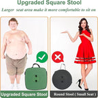 Fishboy Upgraded Square Collapsible Stool, 400lbs Max Weight, Lightweight But Sturdy, Portable Retractable Folding Telescoping Foldable Camping Stool for Adults Outdoor Fishing Hiking Travel BBQ