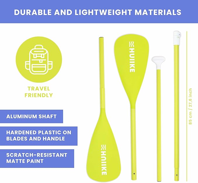 Paddle Board Paddle 2-in-1 Aluminum Sup Paddleboard Oar & Kayak Detachable 4 Piece | Double Sided Sup Oar Adjustable for Stand Up Board | Packable Paddleboard Ore & Kayak for Paddleboarding