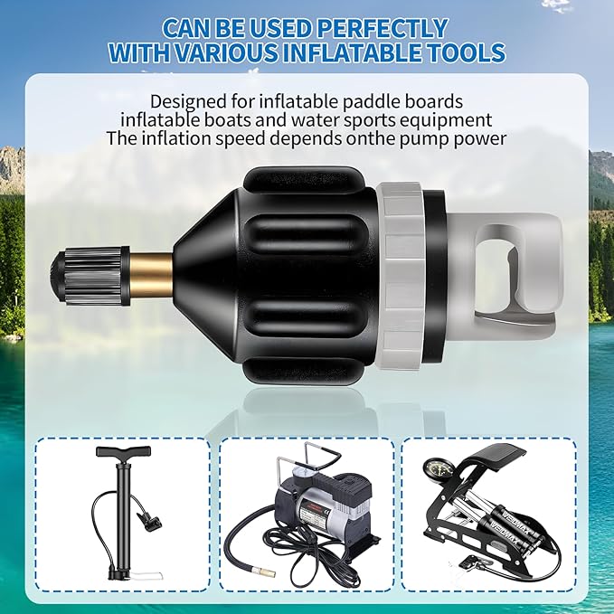 Paddle Board Pump Adapter,High‑Pressure Inflator Nozzle,Premium Inflatable Boat SUP Pump Adapter,Paddle Board Air Pump Adapter,Fits Kayaks,SUPs,Stand Up Paddle Board(Orange & Black)