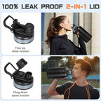 1 Gallon Water Bottle Insulated, Leak Proof 128 oz Stainless Steel Water Jug with Straw/Spout 2-in-1 Lid, Sleeve, Paracord Handle, Silicone Boot, One Gal Metal Canteen for Gym Sports Camping