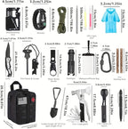 Survival Kit, 252Pcs Survival Gear First Aid Kit with Molle System Compatible Bag and Emergency Tent, Emergency Kit for Earthquake, Outdoor Adventure, Hiking, Hunting, Gifts for Men Women (Black)