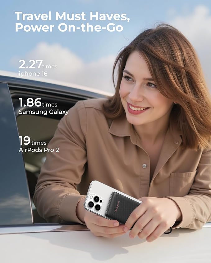 Small Portable Charger Power Bank 10,000 mAh, Upgraded Compact Battery Pack for Phone Charging, PD3.1 & QC Fast Charging Mini Travel Power Bank for iPhone/Samsung/Google/Tablet/AirPod (Black)