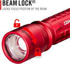 Coast XP11R 2600 Lumen USB-C Rechargeable LED Flashlight with Slide Focus® and Pure Beam® Focusing Optic, 4 Light Modes, Red