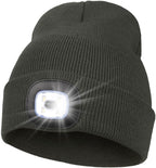 MELASA Unisex Hat with Light, USB Rechargeable Hands Free Headlamp LED Beanie, Winter Gifts for Men Dad Father Husband Him