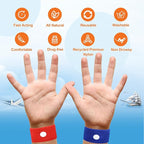 Motion Sickness Bands for Kids, Travel Sickness Relief Wristbands, Anti-Nausea Bands for Morning Car Sea Sickness(Blue/Red)