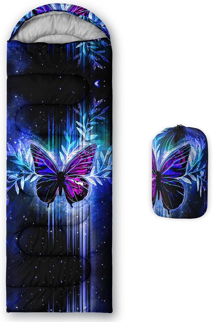 AILONEN Outer Space Astronaut Camping Sleeping Bags,Lightweight & Waterproof,3 Season Warm & Cool Weather,Cartoon Sleeping Bags for Kids,Boys Girls Travelling,Outdoors