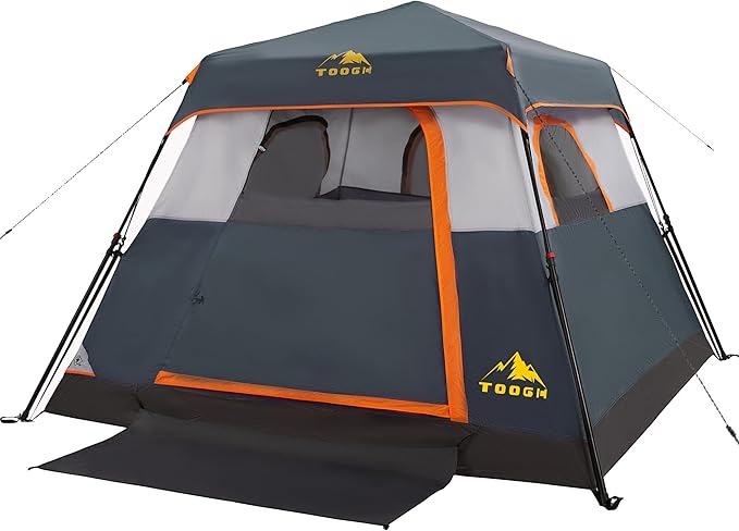 3/4 Person/6 Person Camping Tent Fast Cabin Tent with Instant Setup Tent, Weatherproof Tent Easy Quick Set Up & Pop Up in 60 Seconds with Rainfly Backpack for Family Camping,Upgraded Ventilation