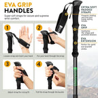 100% Carbon Fiber Trekking Poles by USA Brand - Ultra Strong Lightweight Collapsible Hiking Poles with Cork and EVA Foam Grips & Quick Adjustable Flip Locks