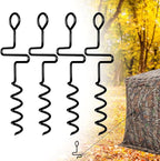 4 Pack Hunting Blind Stakes, 13 Inch Metal Spiral Tent Tacks, Heavy Duty Camping Tent Auger Stakes for Hunting Blinds and Tarps, Screw in Stake Ground Anchors for High Winds, Black