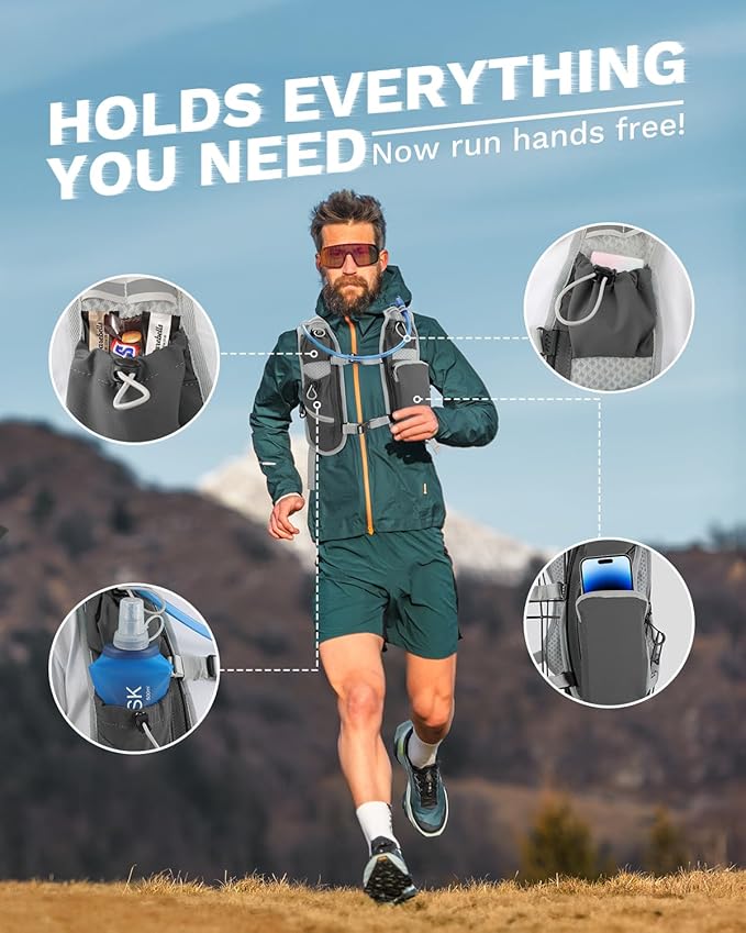 Running Vest for Women and Men, Hydration Running Backpack, Runners Vest, Hydration Vest for Walking, Marathon, Hiking
