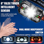 Headlamp Rechargeable, 1200 Lumen Super Bright LED Headlight Motion Sensor, 10 Mode Waterproof Lightweight Headlamp Flashlight with Red Light, for Hiking Running Fishing Cycling Camping