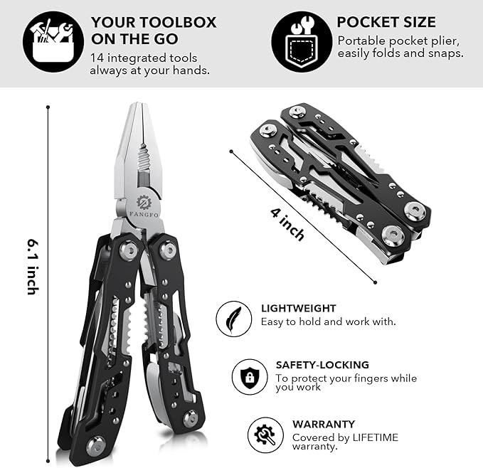 2 Pcs 14-In-1 multi tool pocket knife, Multi tool with Safety Locking- Stainless Steel,