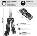 14-In-1 Multitool with Safety Locking, Professional Stainless Steel Multitool Pliers Pocket Knife, Bottle Opener, Screwdriver with Nylon Sheath ，Apply to Survival,Camping, Hunting and Hiking