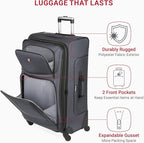 SWISSGEAR Sion Softside Expandable Spinner Luggage Durable Lightweight Travel Suitcase, Dark Grey, 3-Piece Set (21/25/29)