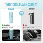 Coolflask Water Bottle 32 oz Fits Car Cup Holder, Slim Tumbler Stainless Steel with Straw & Handle, Vacuum Flask Leakproof Wide Mouth for Travel Sports Gym, Blue