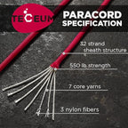 TECEUM 5/32" Paracord Rope 1000 – 1000ft / 200ft / 100ft / 50ft – Tactical Parachute Cord 4mm – 45+ Colors – Nylon String for Survival & Camping Gear – Stripe Cord for Survival – Utility Rope