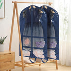 KEEGH CLear Garment Bags for Dance Costumes 40 inch Dance Garment Bags for Dancers Hanging Clothes for Closet Storage, with 4 Zipper Pockets for Dance Competitions, Ballet, Theatre, 2 Pack, Navy Blue