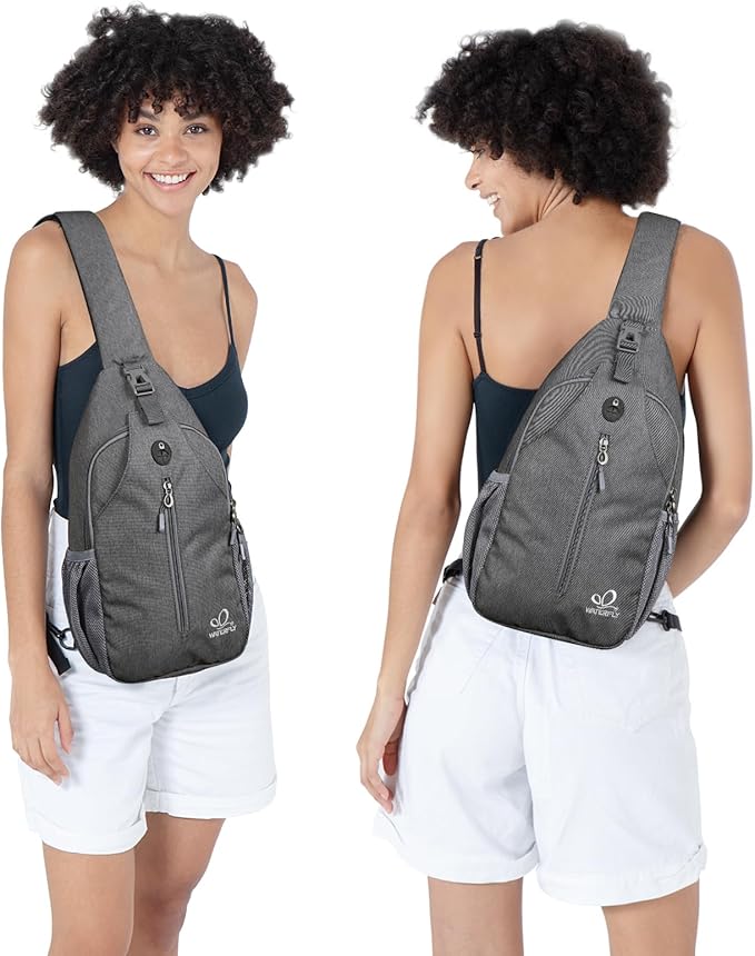 WATERFLY Small Hiking Sling Bag: Crossbody Sling Backpack Chest Bag Daypack for Men Women with Skin-Friendly Shoulder Strap