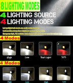 LED Handheld Lantern Searchlights, 15000LM 8 Modes Rechargeable LED Flashlights Spotlight, Outdoors Camping Hunting Lamp Portable Work Light Tail Lights for Indoor Outdoor Emergency