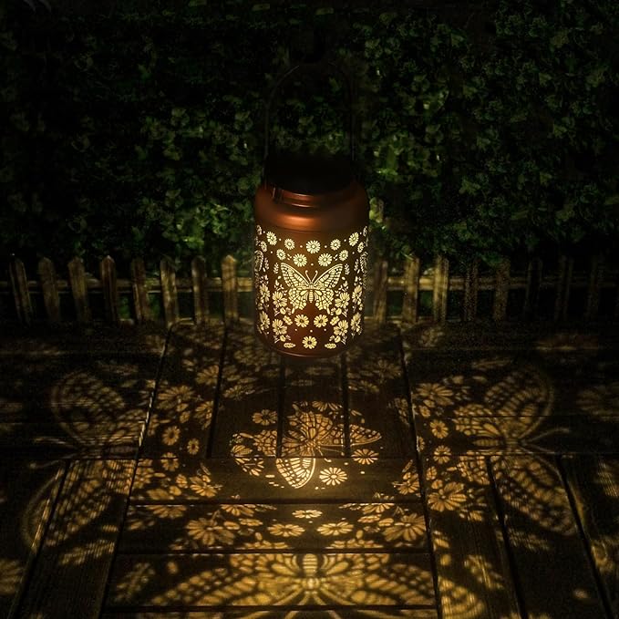 Birthday Day Gifts for Women Men Mom 2 Pack Butterfly Solar Lanterns Outdoor Waterproof - Butterflies Solar Lights Garden Decor, Outdoor Decor for Patio, Yard