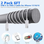 Fast Charger iPhone 17/16/15,45W Dual USB C Wall Charger 2 Pack 6FT Type C-C Fast Charging Cable Cord 45W Plug Quick Apple Chargers for iPhone 17 Pro Max/17 Air/16 Pro/15/15 Pro/Plus,iPad Pro/Air/Mini