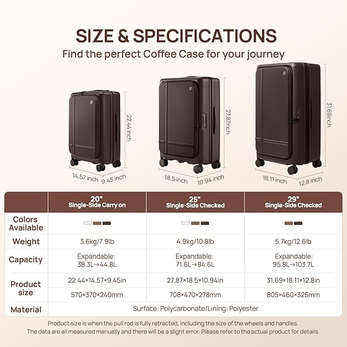 NINETYGO Large Checked Luggage 29 Inch, Flat Top Opening Check In Luggage with Brake Wheels, Expandable, Coffee-Infused PC Hard Shell, Eco-Friendly, TSA Lock, 360° Spinner Wheels (Latte)