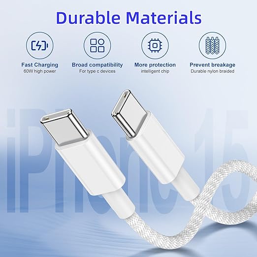 LOFPYE 3-Pack Grey 3.3FT 60W USB C to USB C Cable, Type C Fast Charging Cable for iPhone Air 17 16e 16 15 Pro Plus Pro Max，for Galaxy S25/S24, for iPad Pro/Air/mini, for MacBook Pro/Air and More