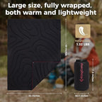 KingCamp Ultralight Camping Blanket, Packable Down Alternative Puffy Wearable Blankets Weatherproof Warm Package Quilt with Snap Buttons & Corner Loops for Outdoor Travel Stadium (69"L x 53"W, BLACK)